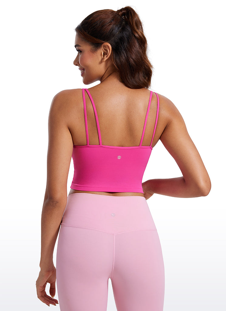 CRZ YOGA Butterluxe-Light Womens V Neck Longline Yoga Padded Sports Bra Hibiscus Purple