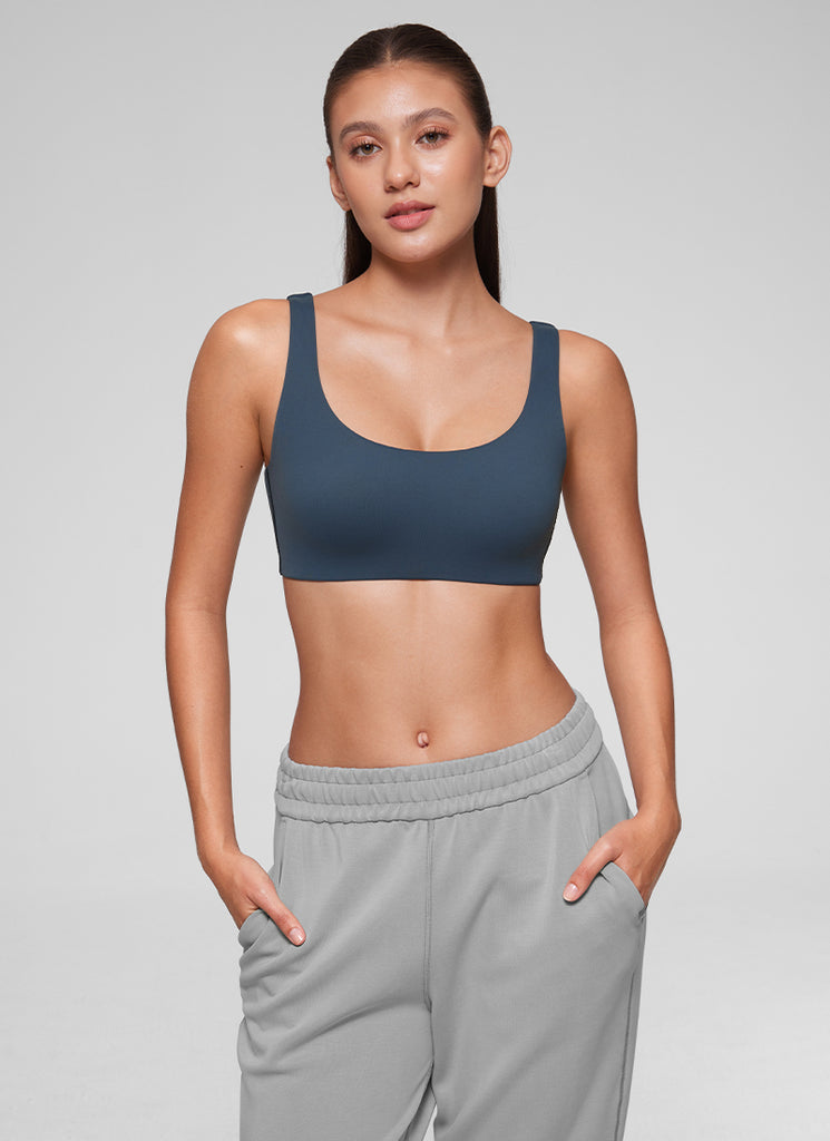 CRZ YOGA Women's Softhold Wireless Double Lined U Back Everyday Bra Light Army Green