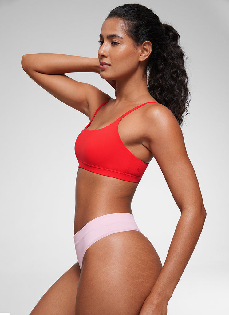 CRZ YOGA Women's Softhold Wireless Scoop Neck  Everyday Bra Adjustable Gravel Beige