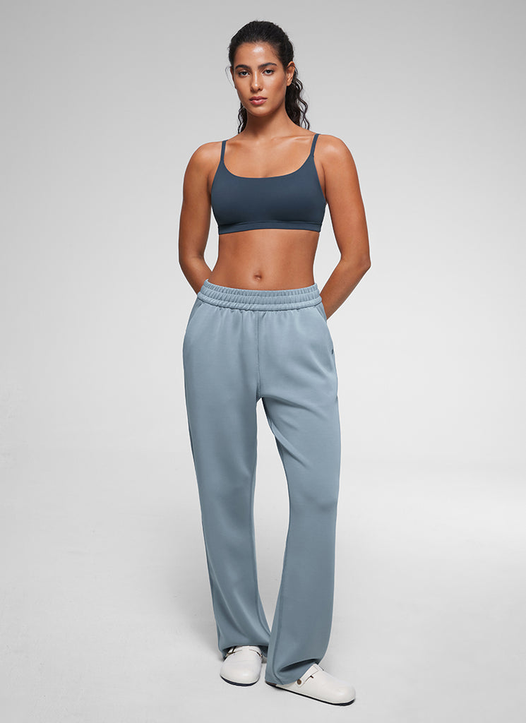 CRZ YOGA Women's Softhold Wireless Scoop Neck  Everyday Bra Adjustable Light Army Green