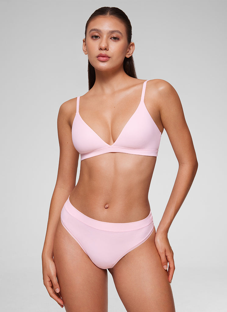 CRZ YOGA Softhold Womens Double Lined Wireless Triangle Bralette Black