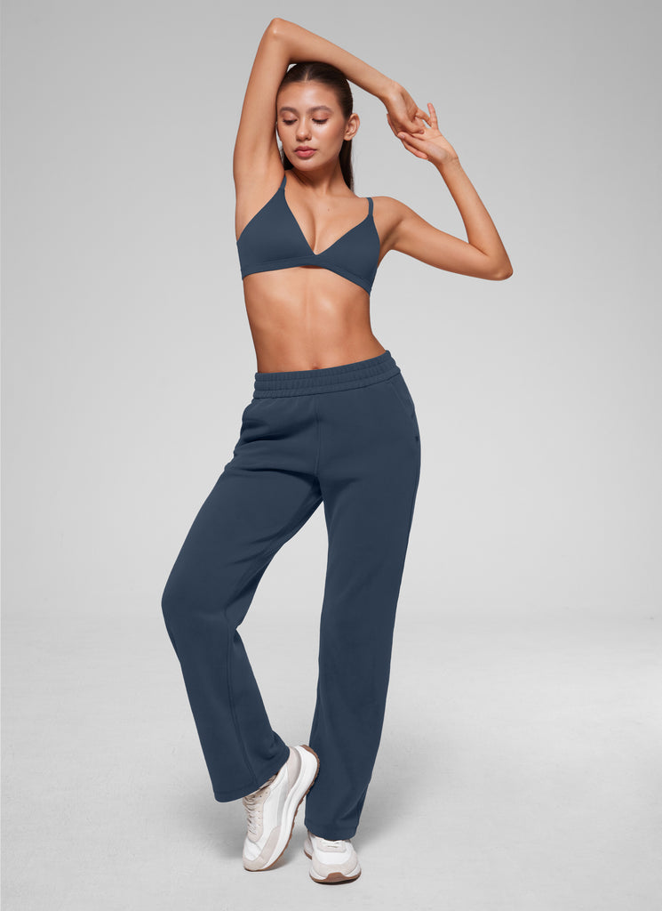 CRZ YOGA Softhold Womens Double Lined Wireless Triangle Bralette Milky White