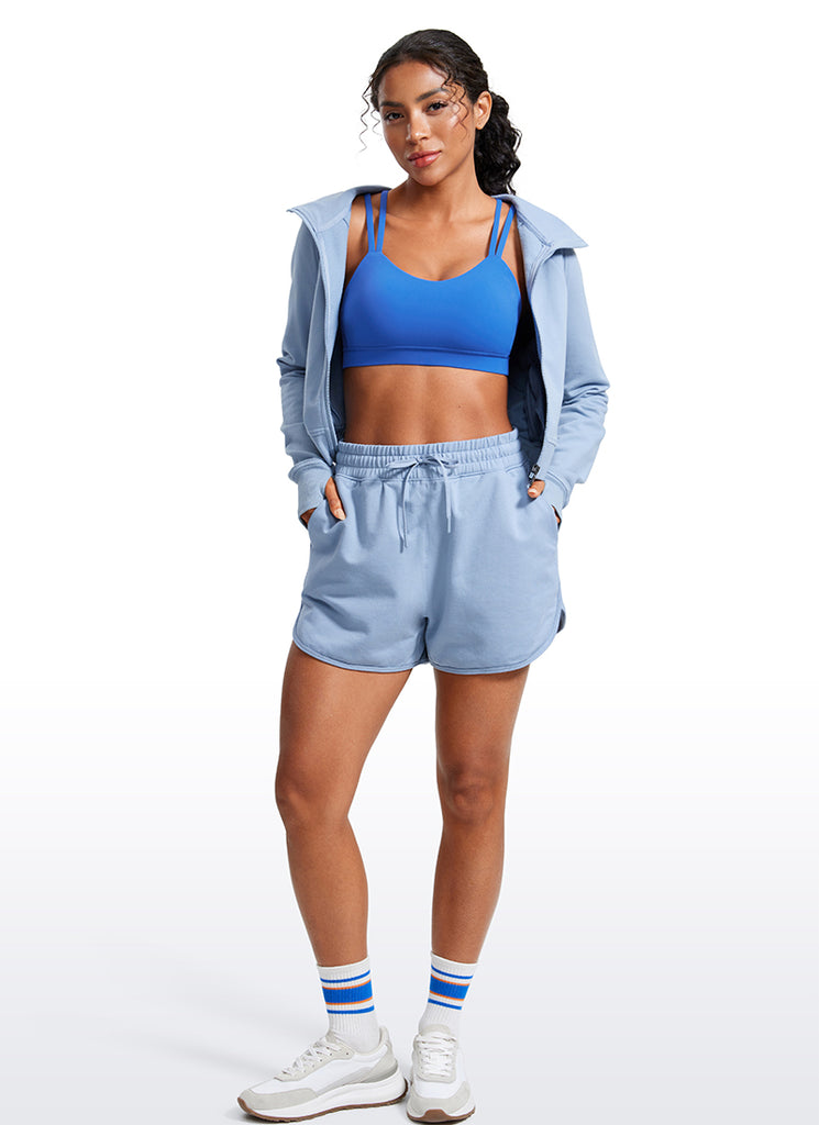 CRZ YOGA Women's Yoga Molded Cup Butterluxe Strappy Bra V Neck Sparkle Blue