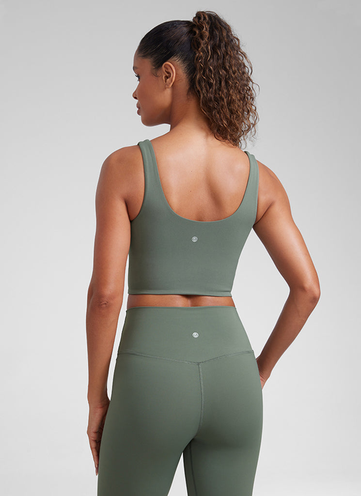 CRZ YOGA Women's Yoga Molded Cup Butterluxe Longline Bra V Neck Deep Purple