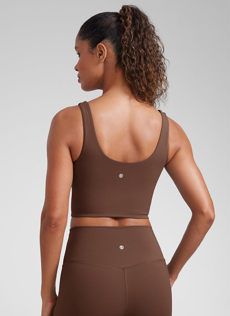 CRZ YOGA Women's Yoga Molded Cup Butterluxe Longline Bra V Neck True Navy