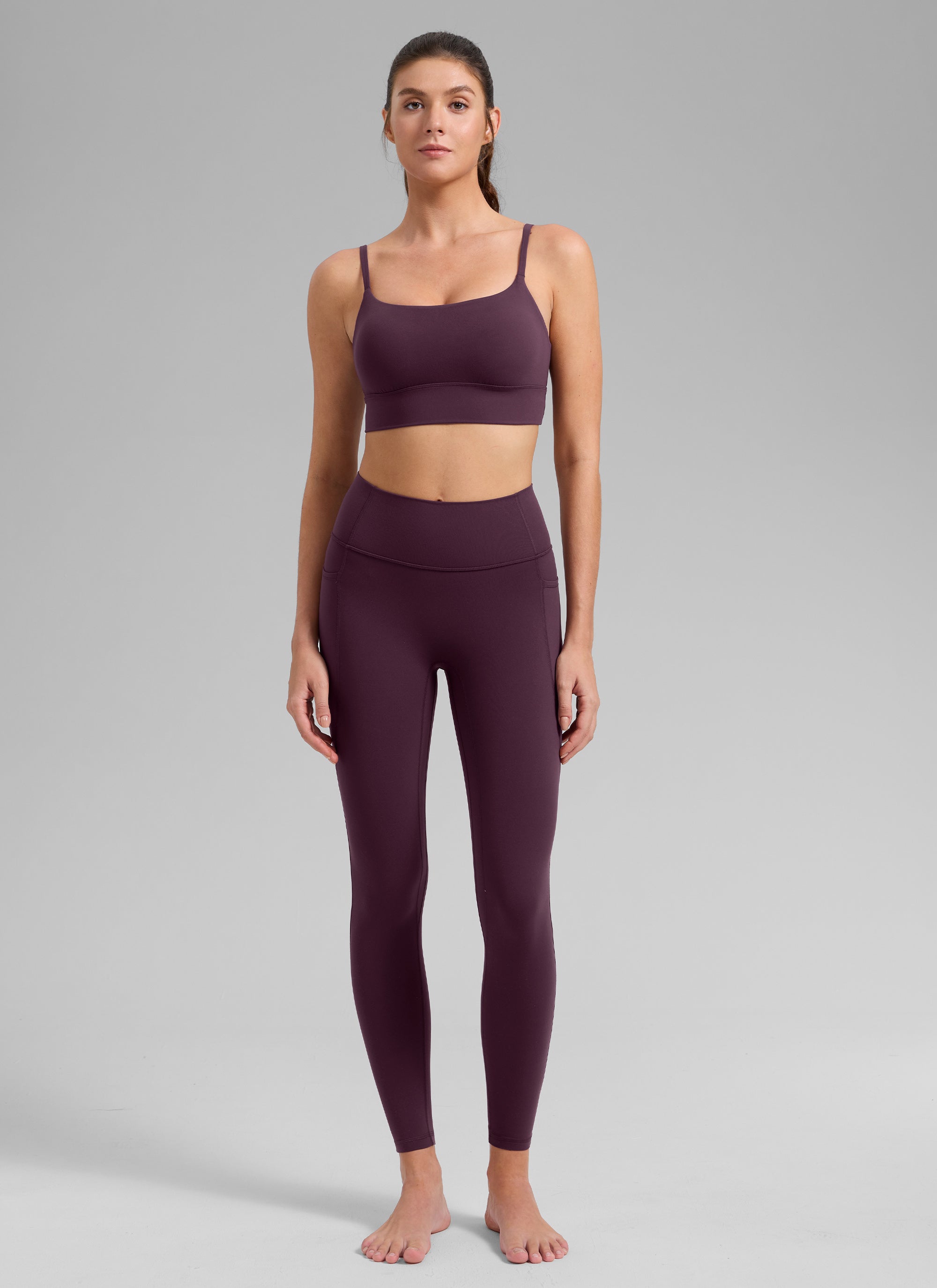 CRZ YOGA Women's Butterlift Yoga Longline Built in Bra Sports Bra Deep Purple @model_info:Gelya