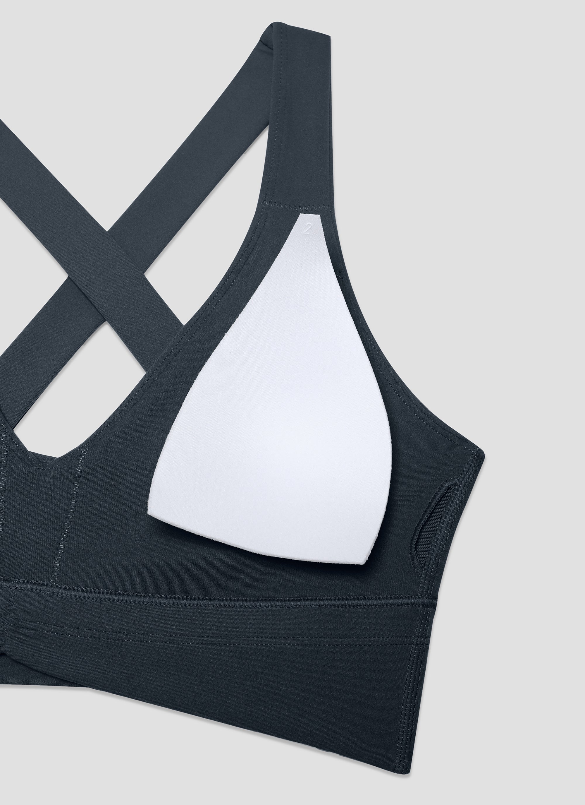 CRZ YOGA Women's Light Support Butterluxe Yoga Bra Ruched V Neck True Navy @model_info:NEW