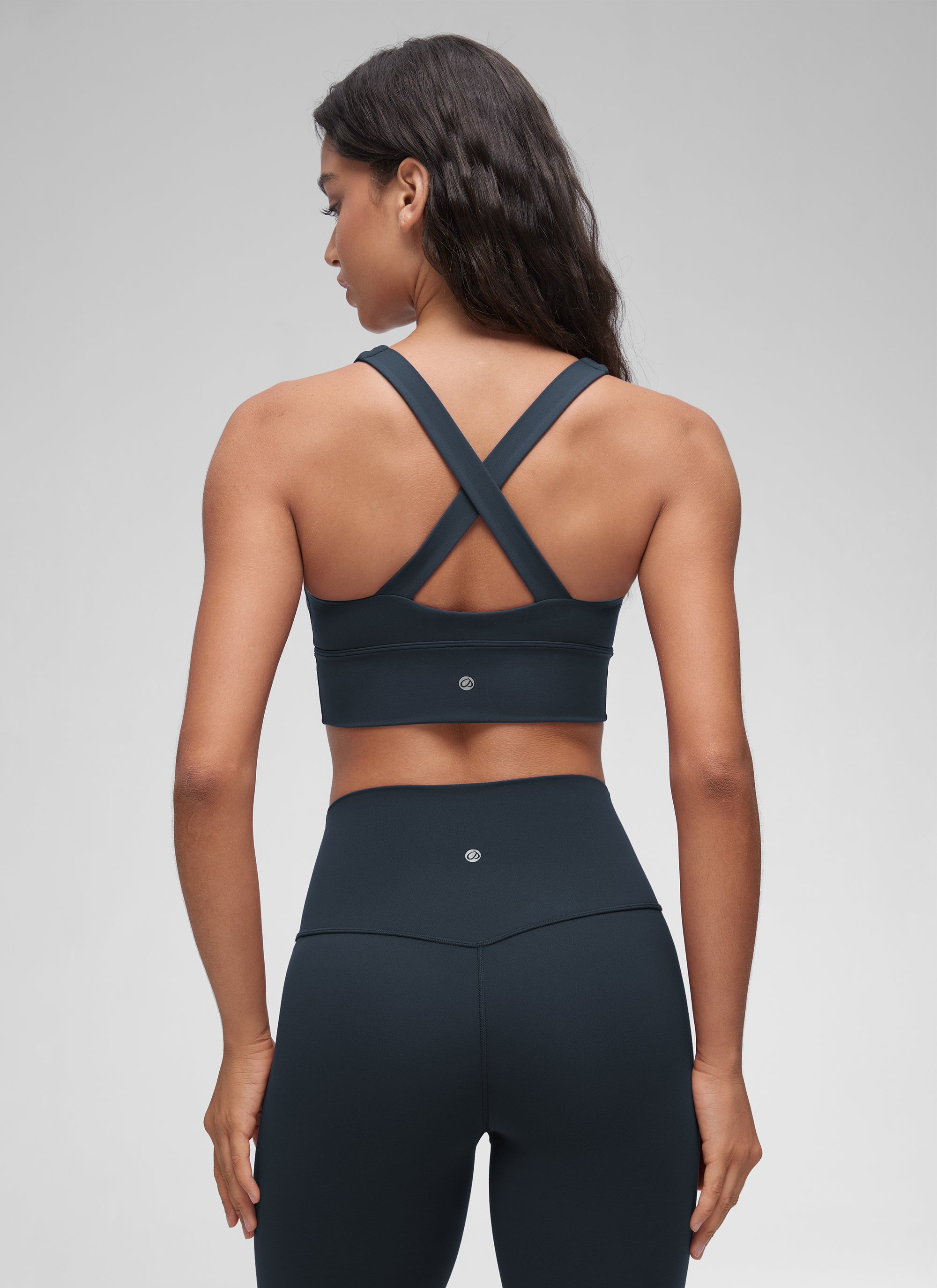 CRZ YOGA Women's Light Support Butterluxe Yoga Bra Ruched V Neck True Navy @model_info:Winma