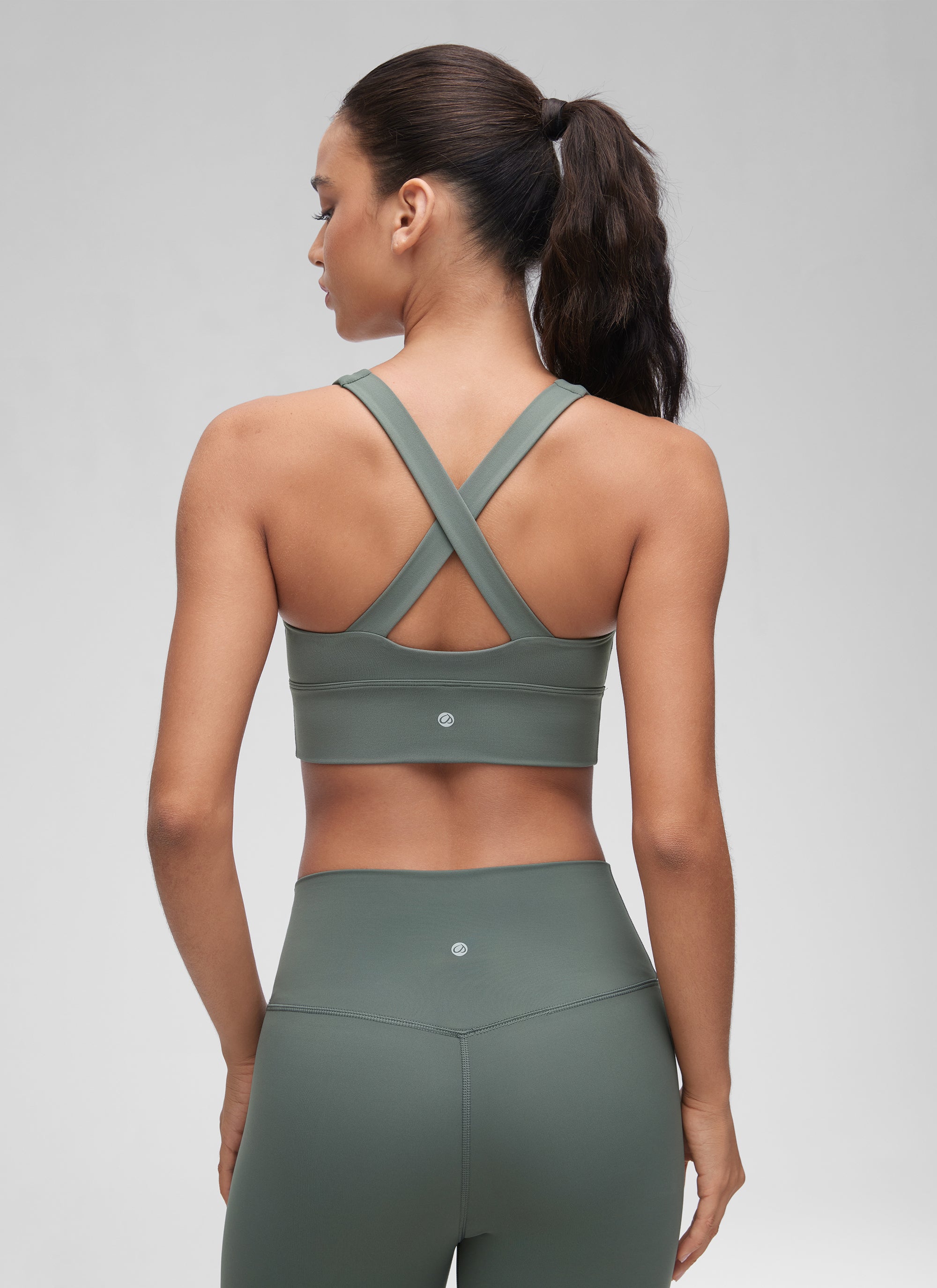 CRZ YOGA Women's Light Support Butterluxe Yoga Bra Ruched V Neck Grey Sage