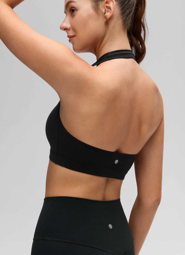 CRZ YOGA Womens Yoga Scoop Neck Padded Open Back Sports Bras Black