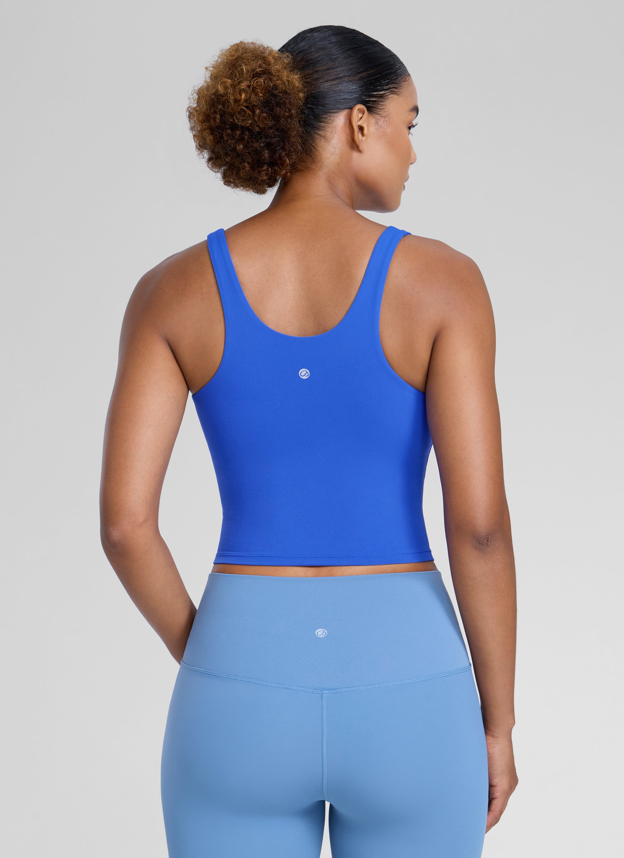 CRZ YOGA Womens Butterlift Racerback U Neck Yoga Built in Bra Tank Royal