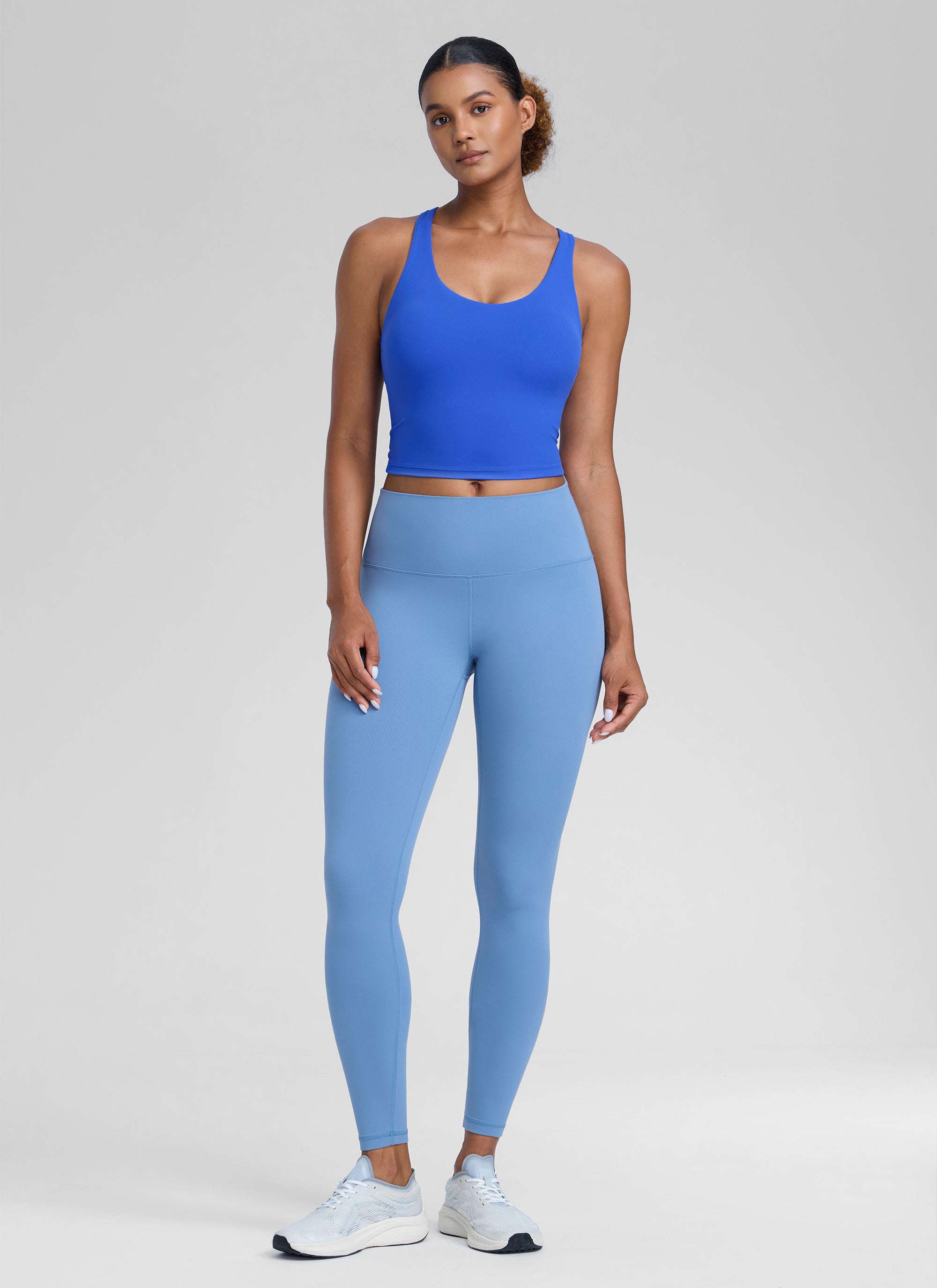 CRZ YOGA Womens Butterlift Racerback U Neck Yoga Built in Bra Tank Royal