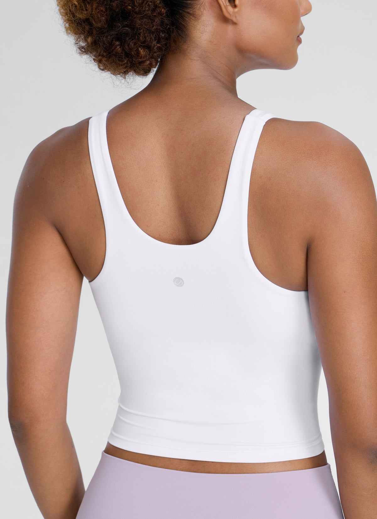 CRZ YOGA Womens Butterlift Racerback U Neck Yoga Built in Bra Tank White @model_info:Barbara