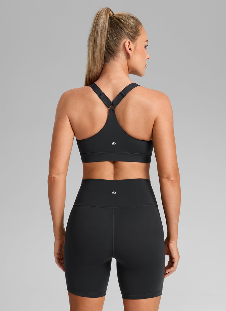 CRZ YOGA Women's Butterbreeze Training Scoop Neck RacerBack Sports Bra Black