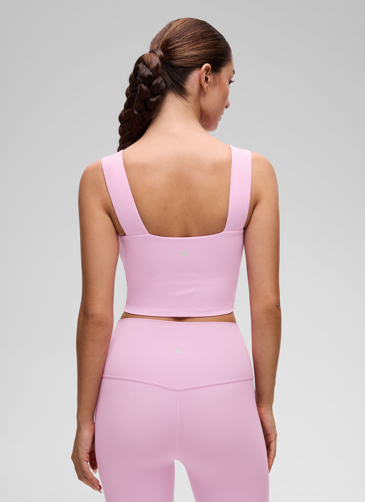 CRZ YOGA Women's Butterluxe Square Neck Crop Built in Bra Tank Vita Pink @model_info:Inga