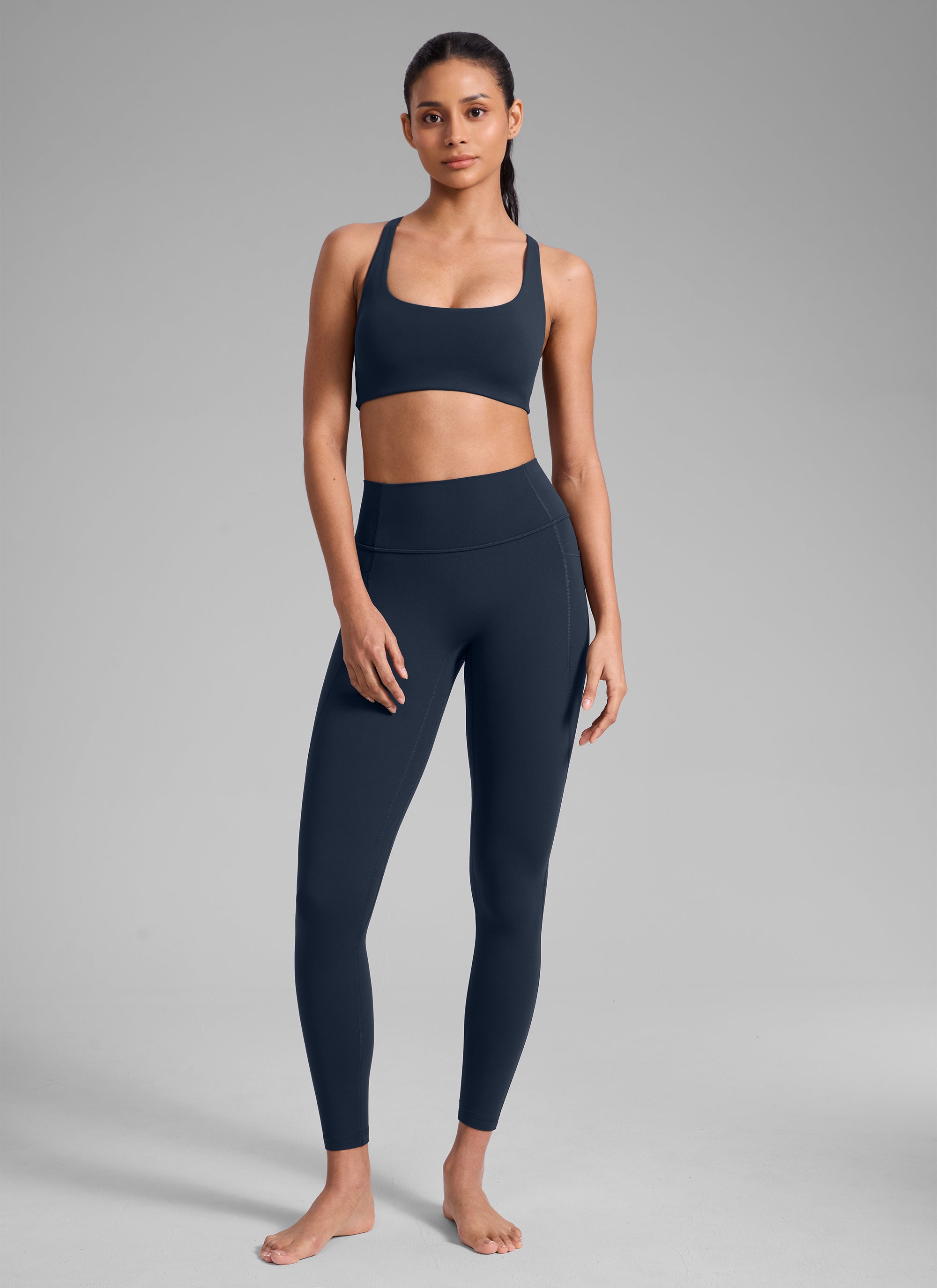 CRZ YOGA Women's Butterlift Workout Cross Back Built in Bra Sports Bra Twilight Blue