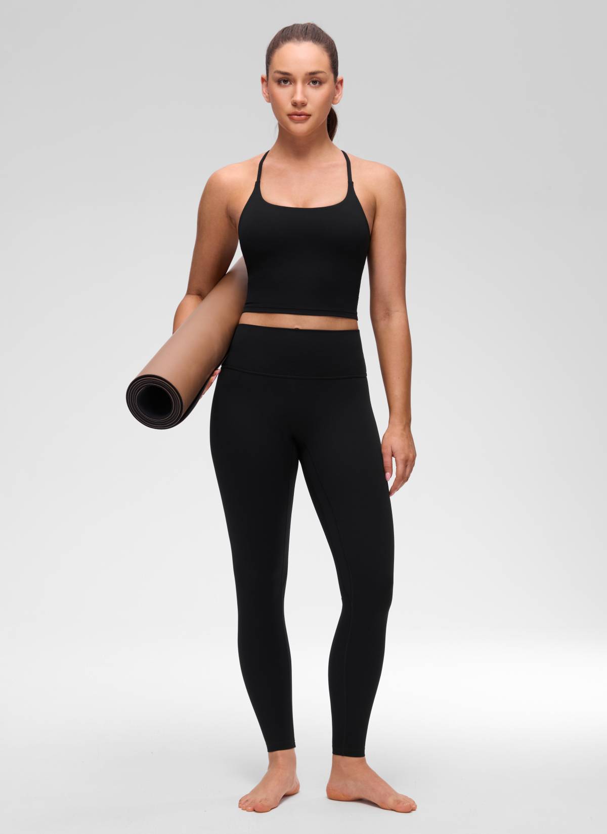 CRZ YOGA Women's Butterluxe U Neck Twist Cross Back Built in Bra Tank Black