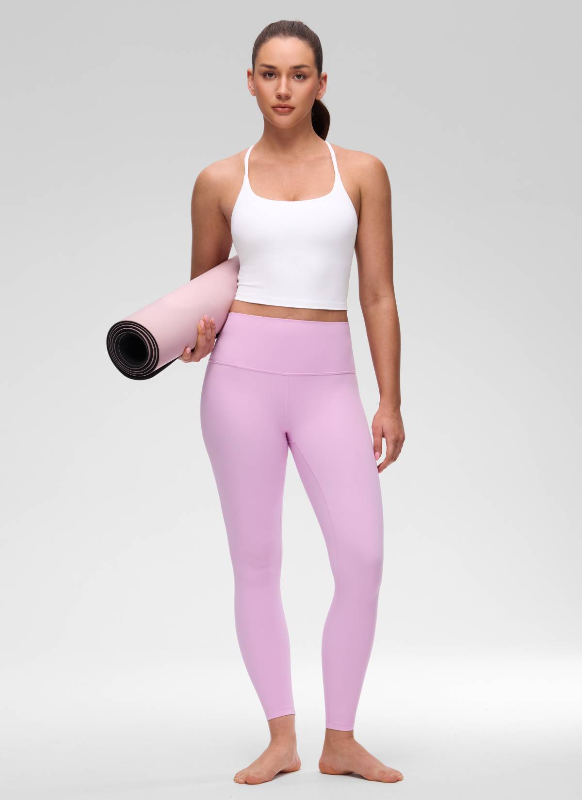 CRZ YOGA Women's Butterluxe U Neck Twist Cross Back Built in Bra Tank White