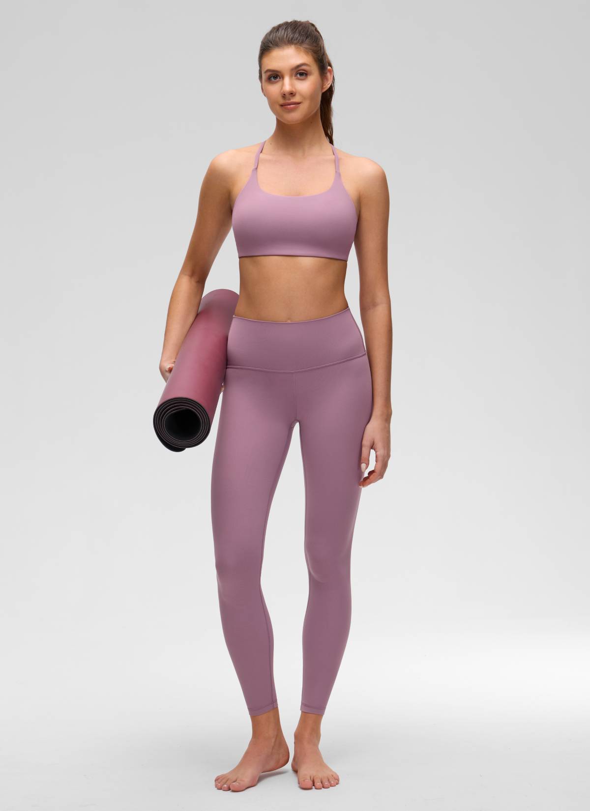 CRZ YOGA Women's Butterluxe Yoga Scoop Neck Twist Cross Back Sport Bra Light Lavender