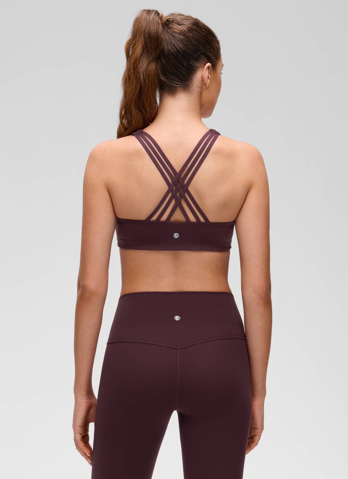 CRZ YOGA Women's Butterluxe Yoga V Neck Strappy Back Sports Bra Ripe Plum @model_info:Gelya