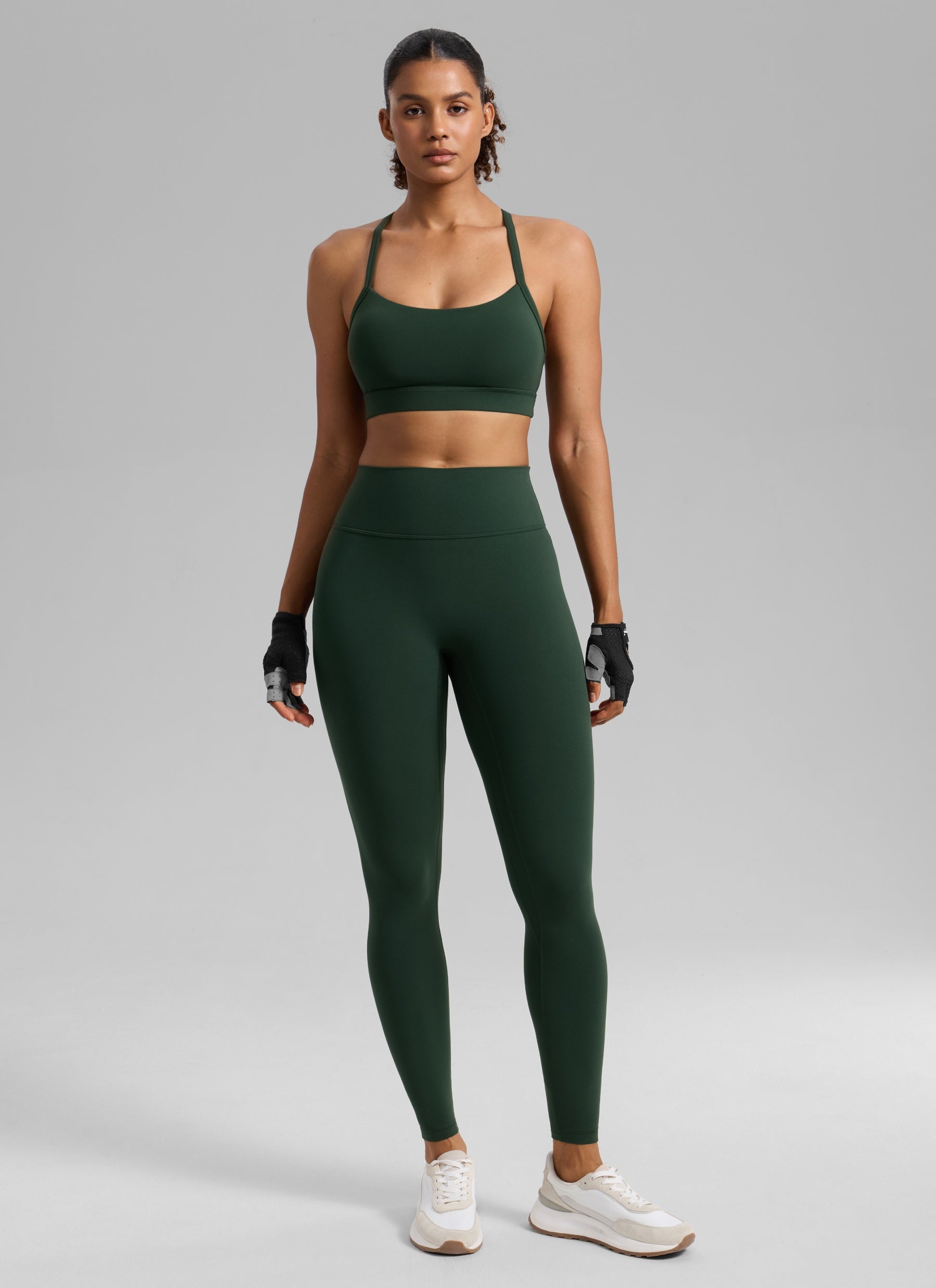 CRZ YOGA Women's Butterlift Yoga U Neck Cross Back Keyhole Sports Bra Legend Green