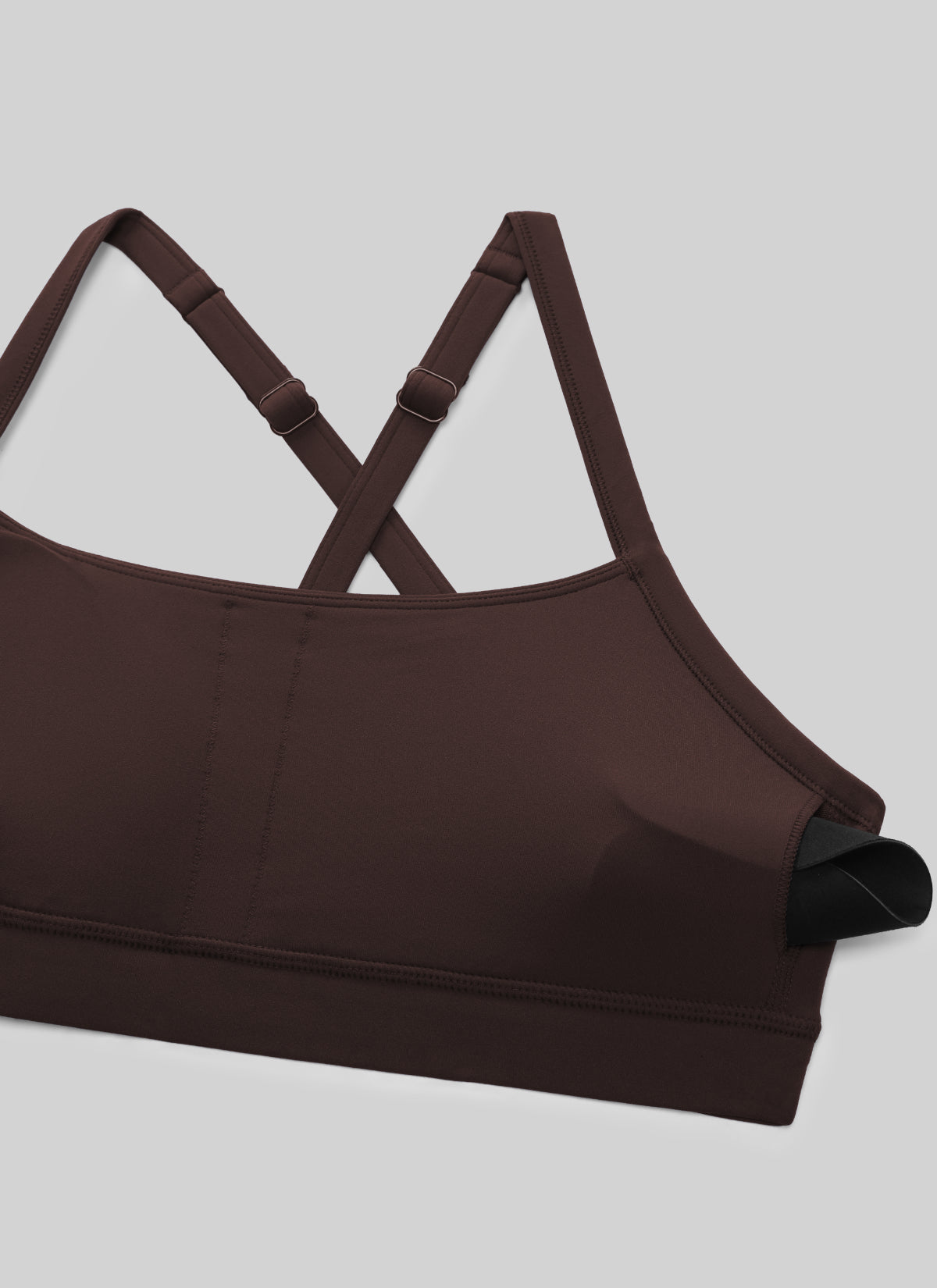 CRZ YOGA Women's Butterlift Yoga U Neck Cross Back Keyhole Sports Bra Hot Fudge Brown