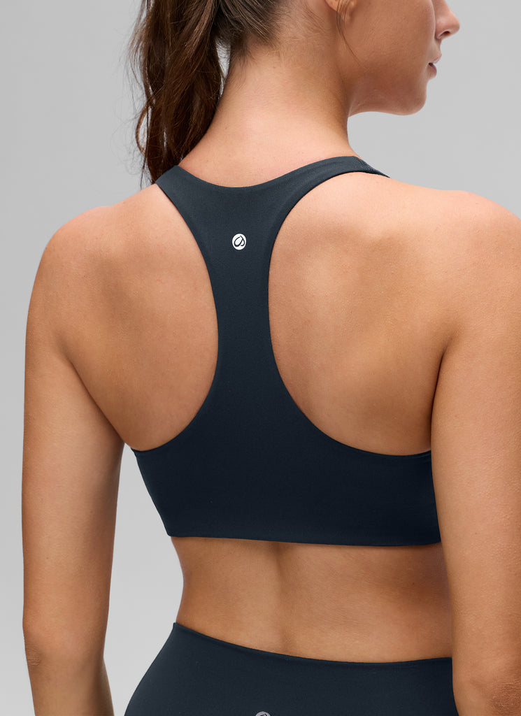 CRZ YOGA Women's Butterluxe Yoga V Neck RacerBack Build in Sports Bra True Navy