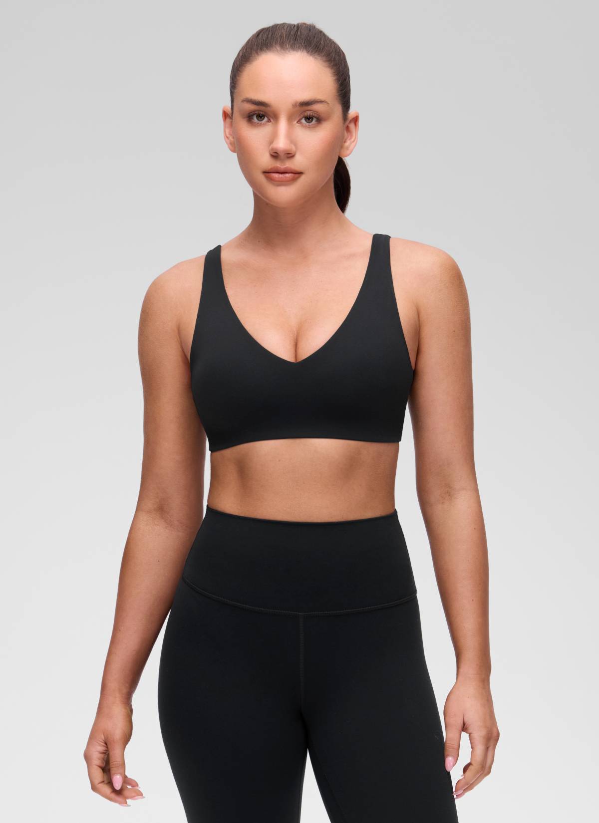 CRZ YOGA Women's Butterluxe Yoga U Back Sports Bra Light Support Black @model_info:Brooklyn