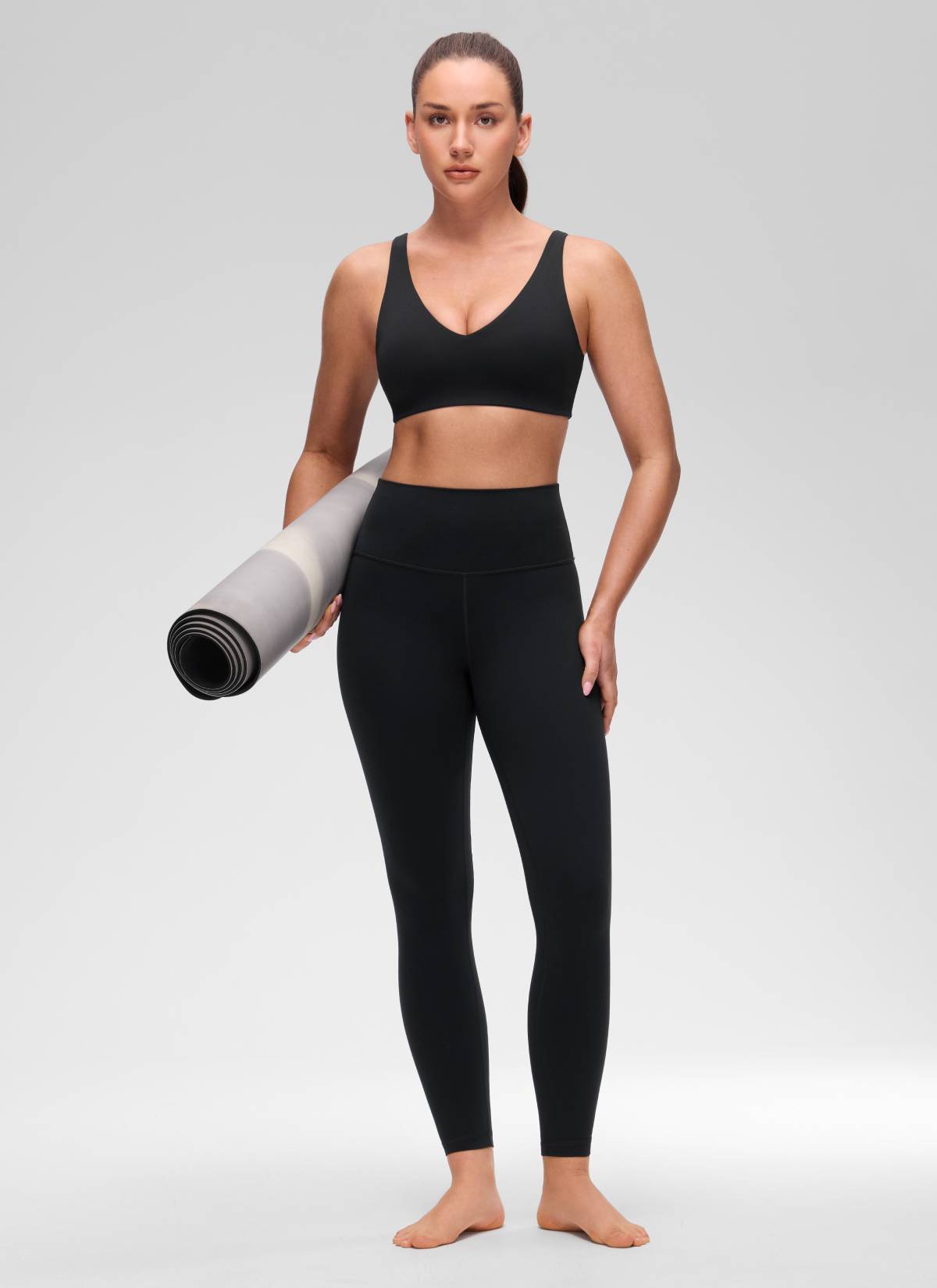 CRZ YOGA Women's Butterluxe Yoga U Back Sports Bra Light Support Black @model_info:Brooklyn