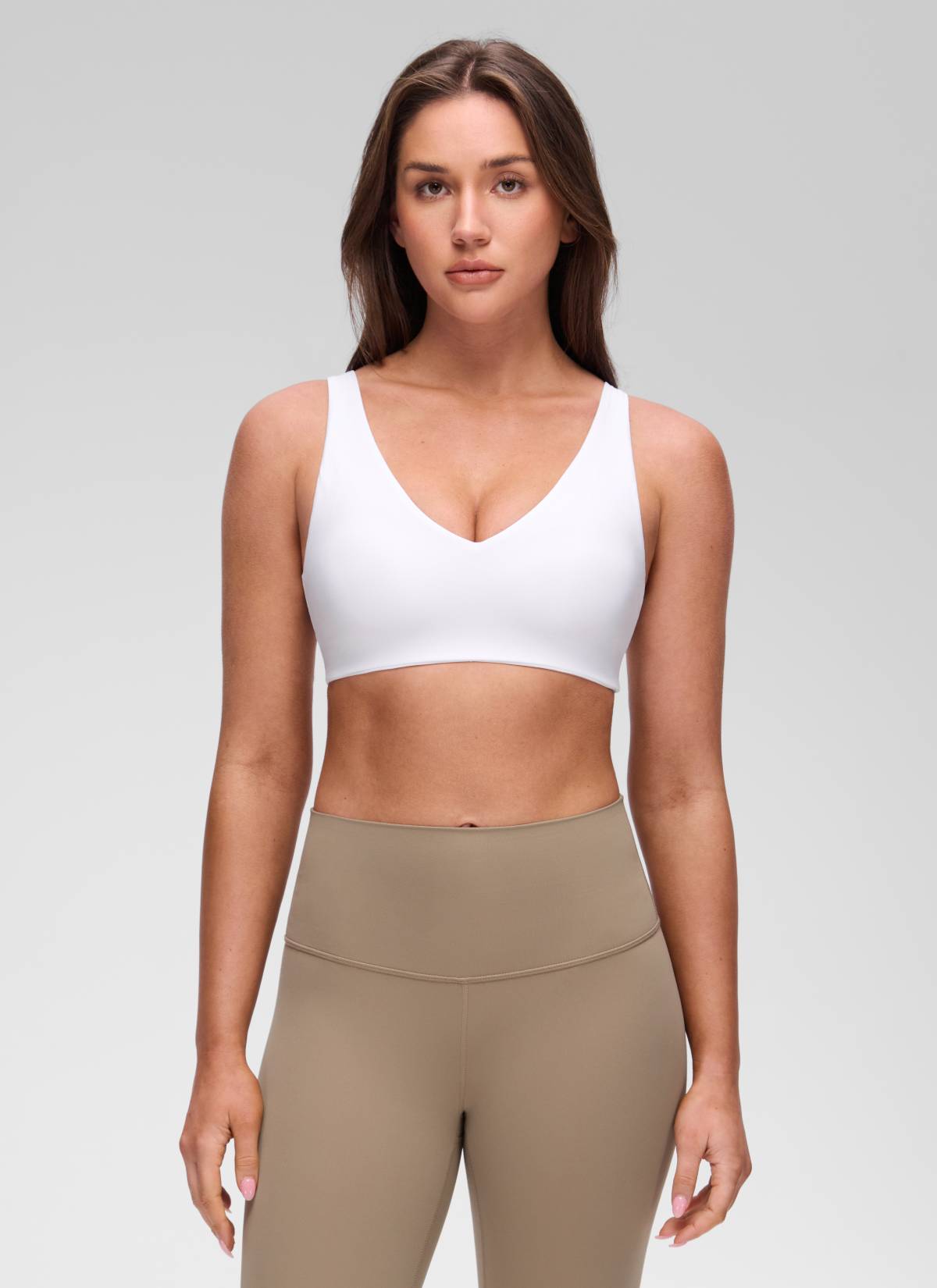 CRZ YOGA Women's Butterluxe Yoga U Back Sports Bra Light Support White @model_info:Brooklyn