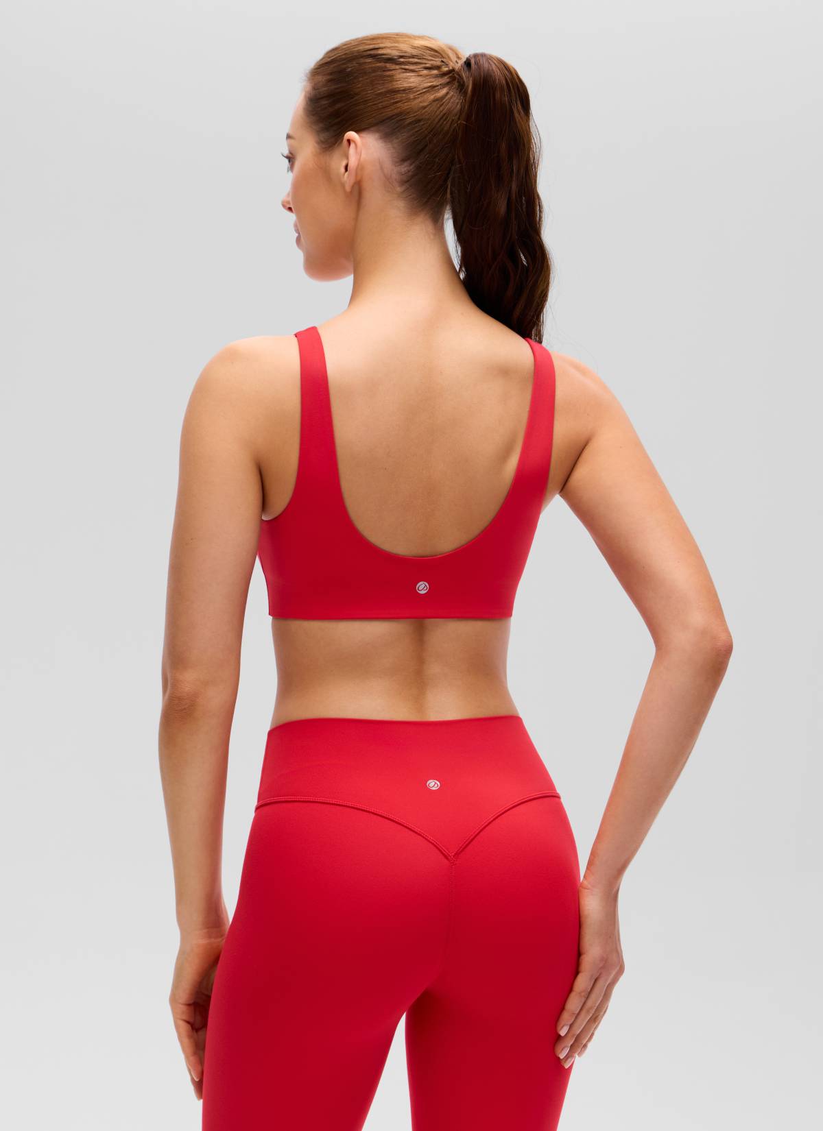 CRZ YOGA Women's Butterluxe Yoga U Back Sports Bra Light Support Aurora Red @model_info:Lary