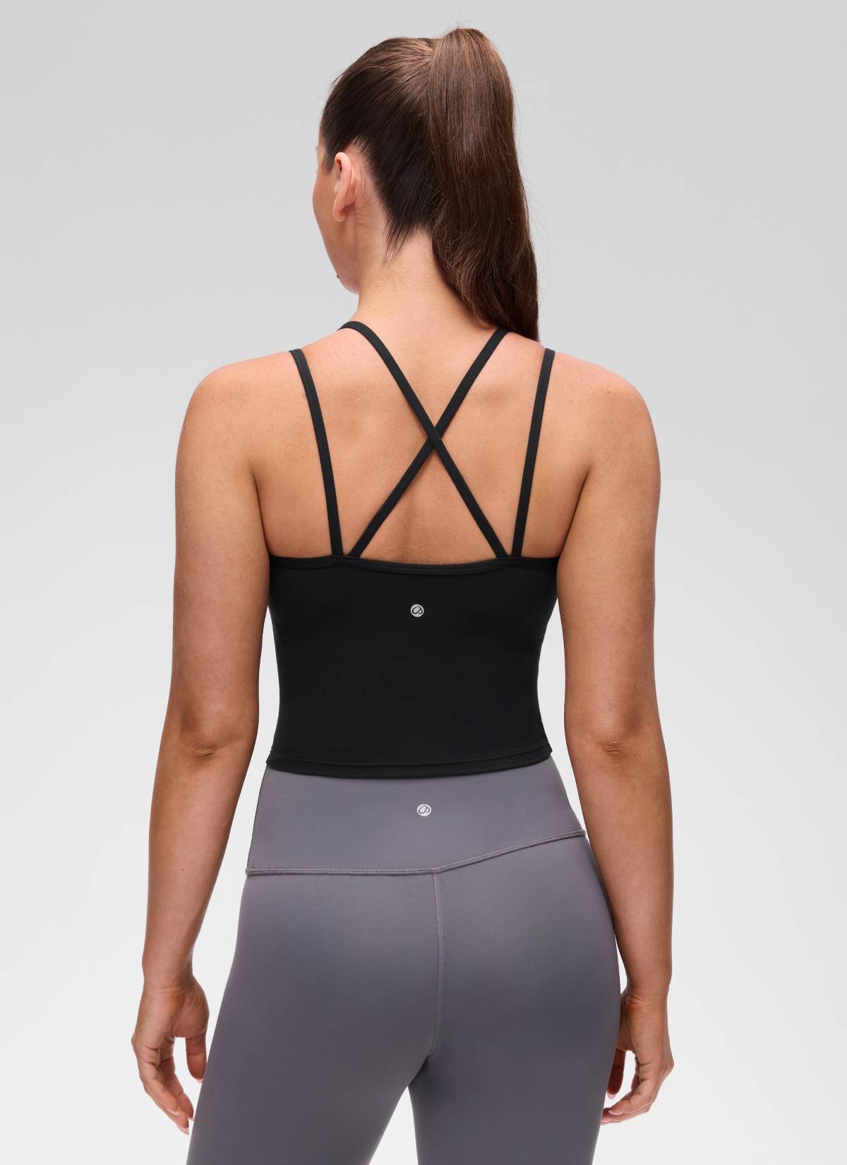 CRZ YOGA Women's Butterluxe Yoga V Neck Cross Back Built in Bra Tank Black @model_info:Brooklyn
