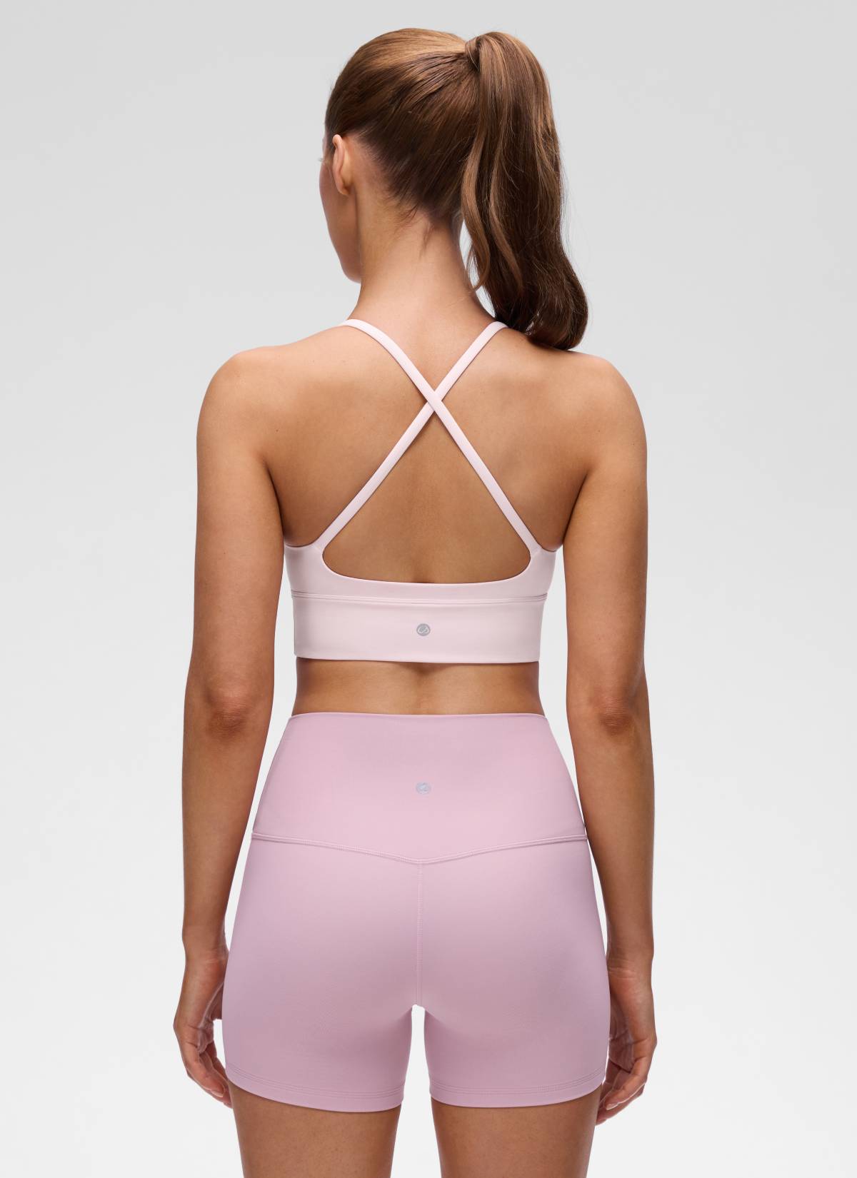 CRZ YOGA Women's Butterluxe Yoga V Neck Cross Back Longline Sports Bra Strawberry Pink @model_info:Lary