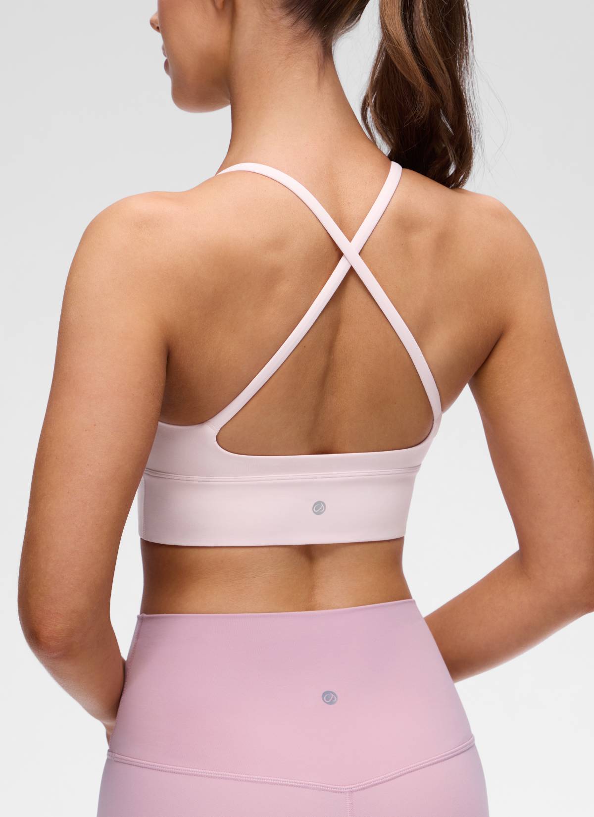 CRZ YOGA Women's Butterluxe Yoga V Neck Cross Back Longline Sports Bra Strawberry Pink @model_info:Lary