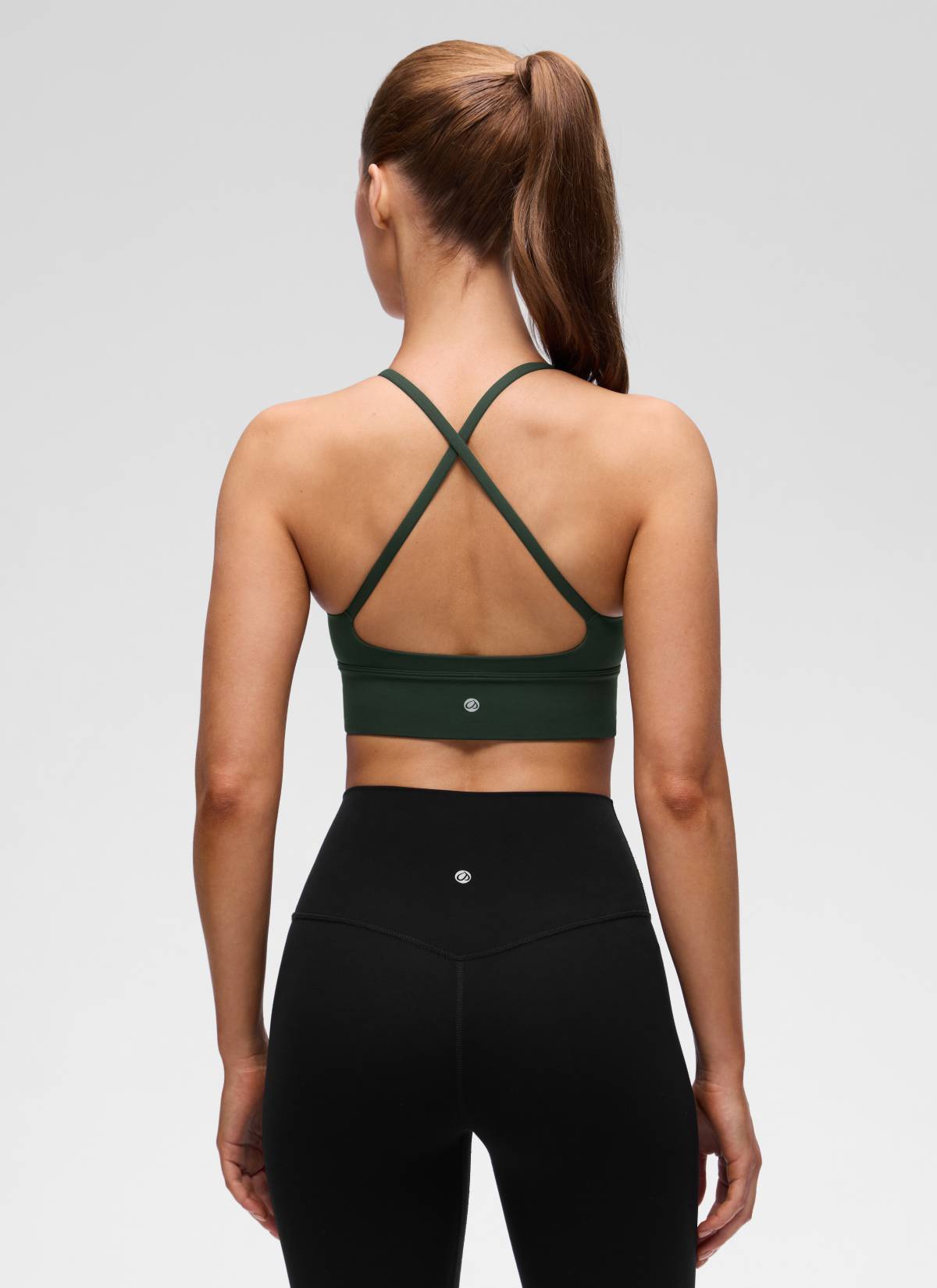 CRZ YOGA Women's Butterluxe Yoga V Neck Cross Back Longline Sports Bra Legend Green @model_info:Lary