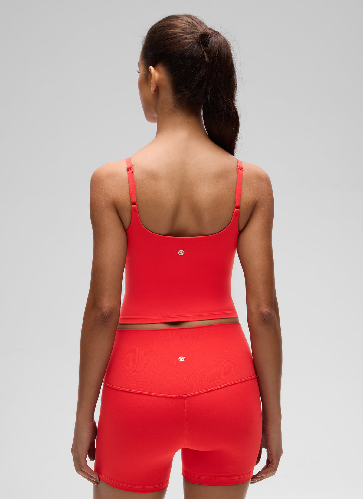 CRZ YOGA Women's Butterluxe Yoga Ruched V Neck U Back Crop Padded Tank Deep Red @model_info:E