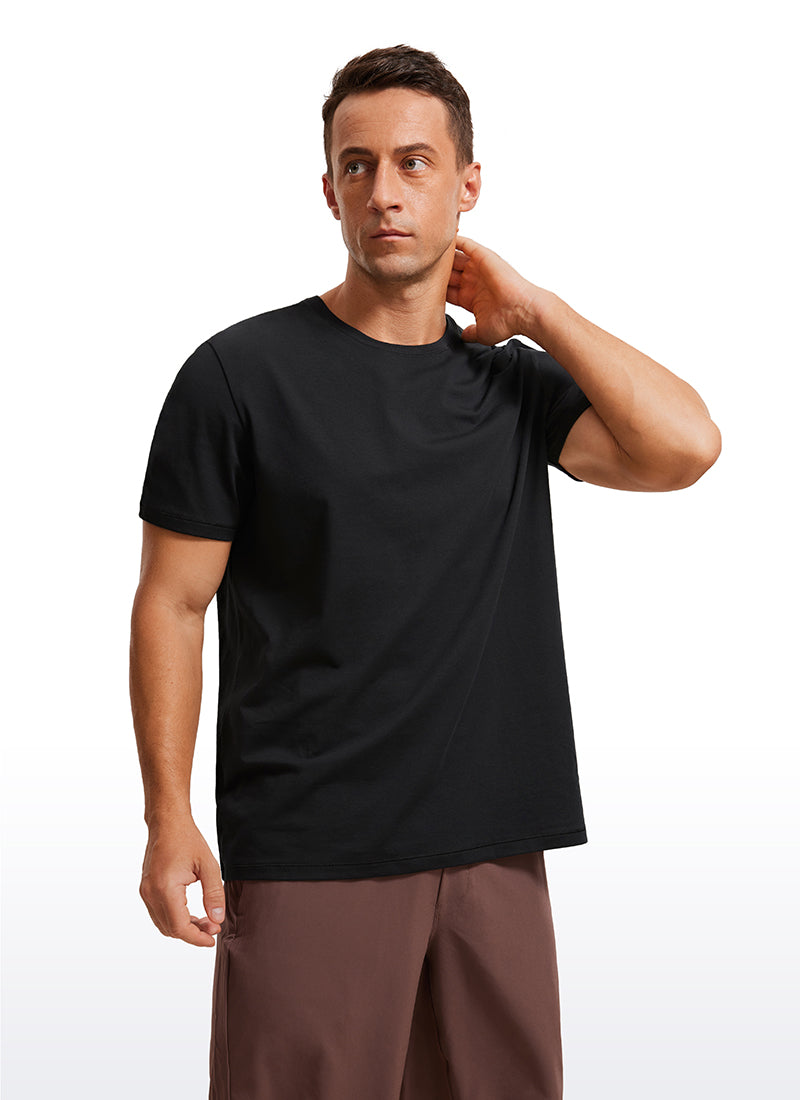 CRZ YOGA Men's Running Classic Fit Shirts Quick Dry Short Sleeves Black