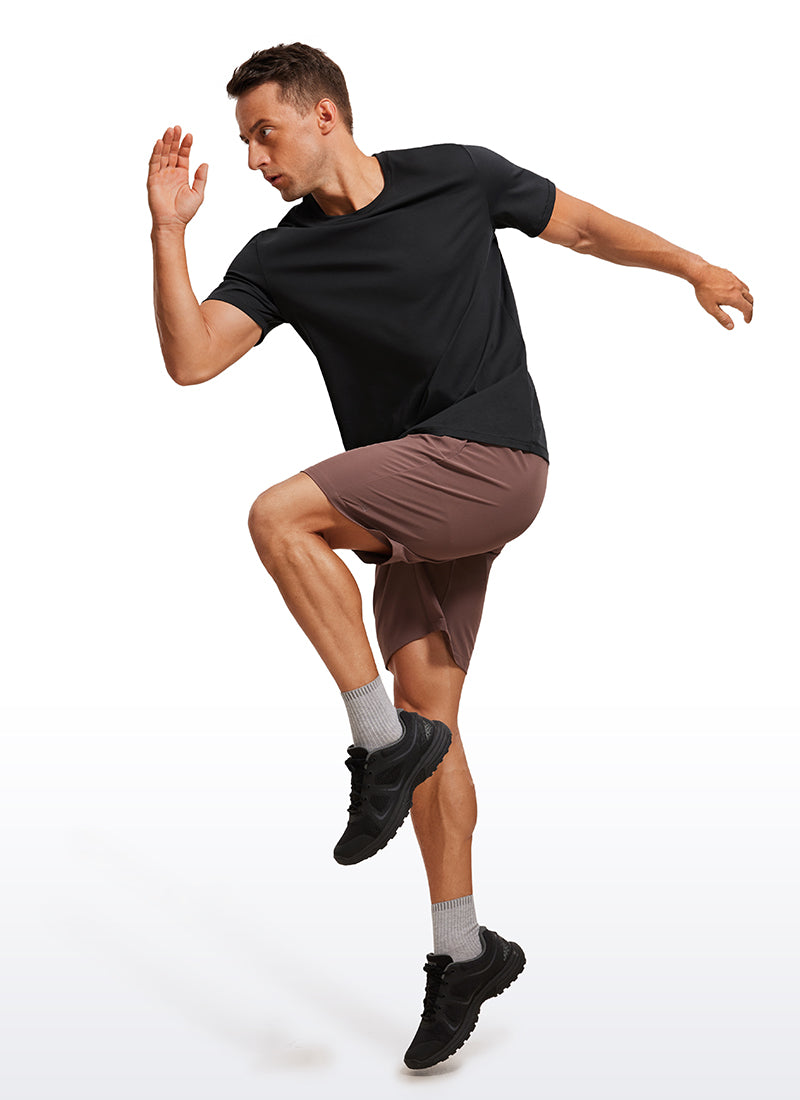 CRZ YOGA Men's Running Classic Fit Shirts Quick Dry Short Sleeves Black