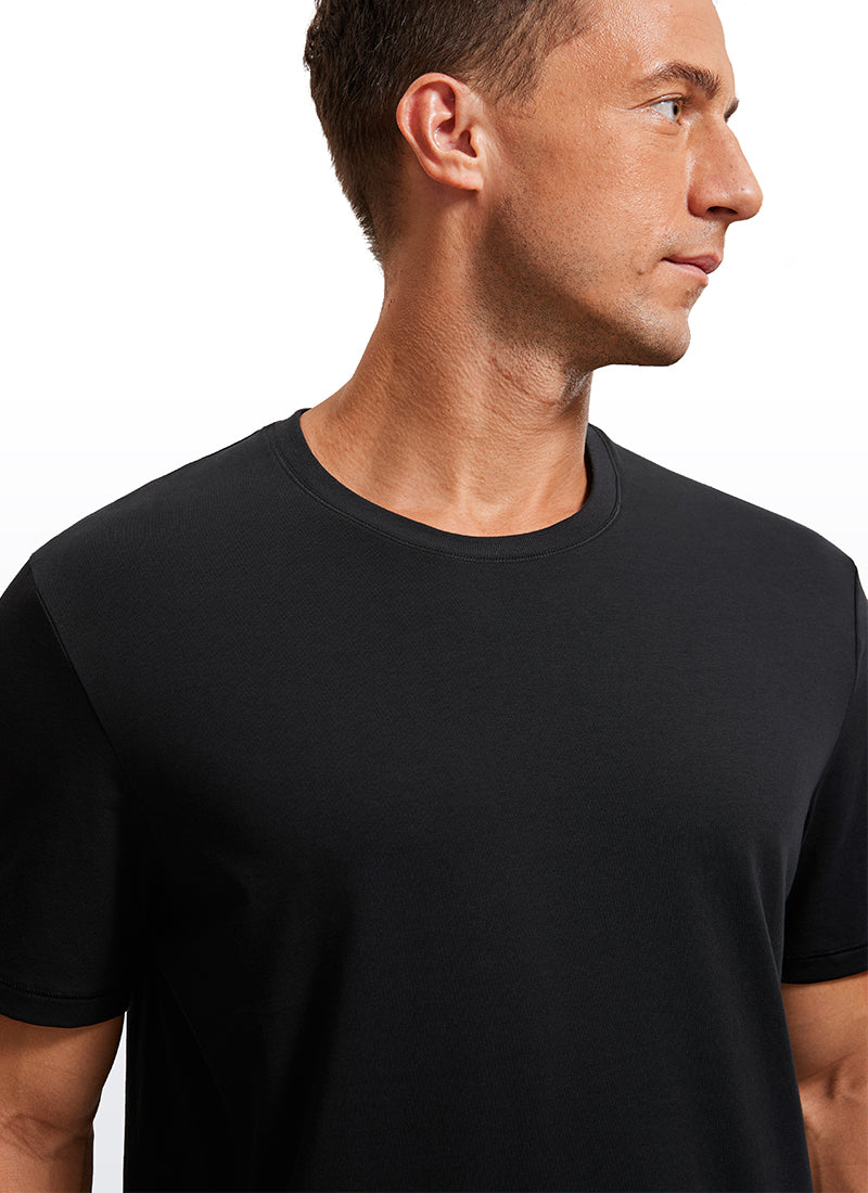 CRZ YOGA Men's Running Classic Fit Shirts Quick Dry Short Sleeves Black