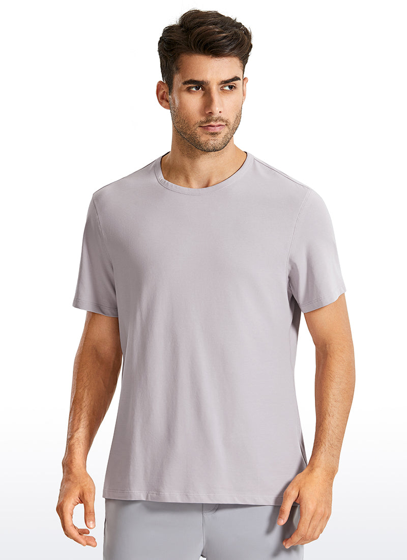 CRZ YOGA Men's Running Classic Fit Shirts Quick Dry Short Sleeves Gull Gray