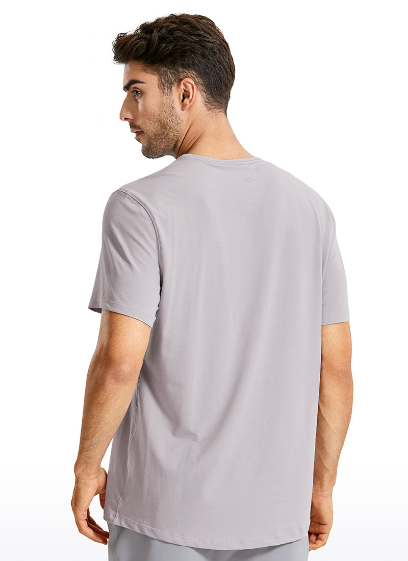 CRZ YOGA Men's Running Classic Fit Shirts Quick Dry Short Sleeves Gull Gray