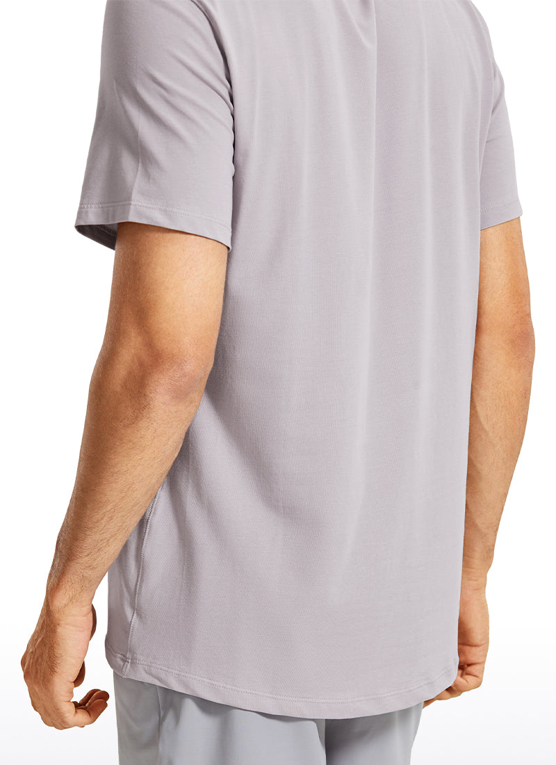 CRZ YOGA Men's Running Classic Fit Shirts Quick Dry Short Sleeves Gull Gray