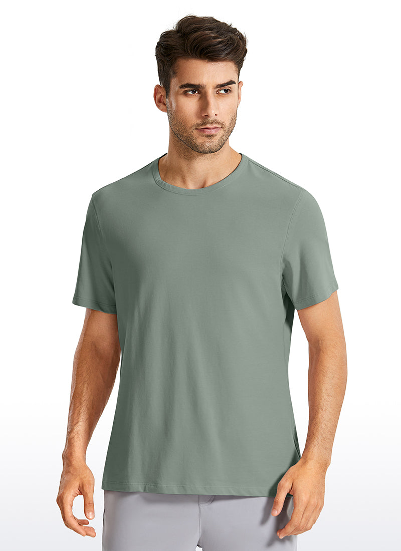 CRZ YOGA Men's Running Classic Fit Shirts Quick Dry Short Sleeves Grey Sage