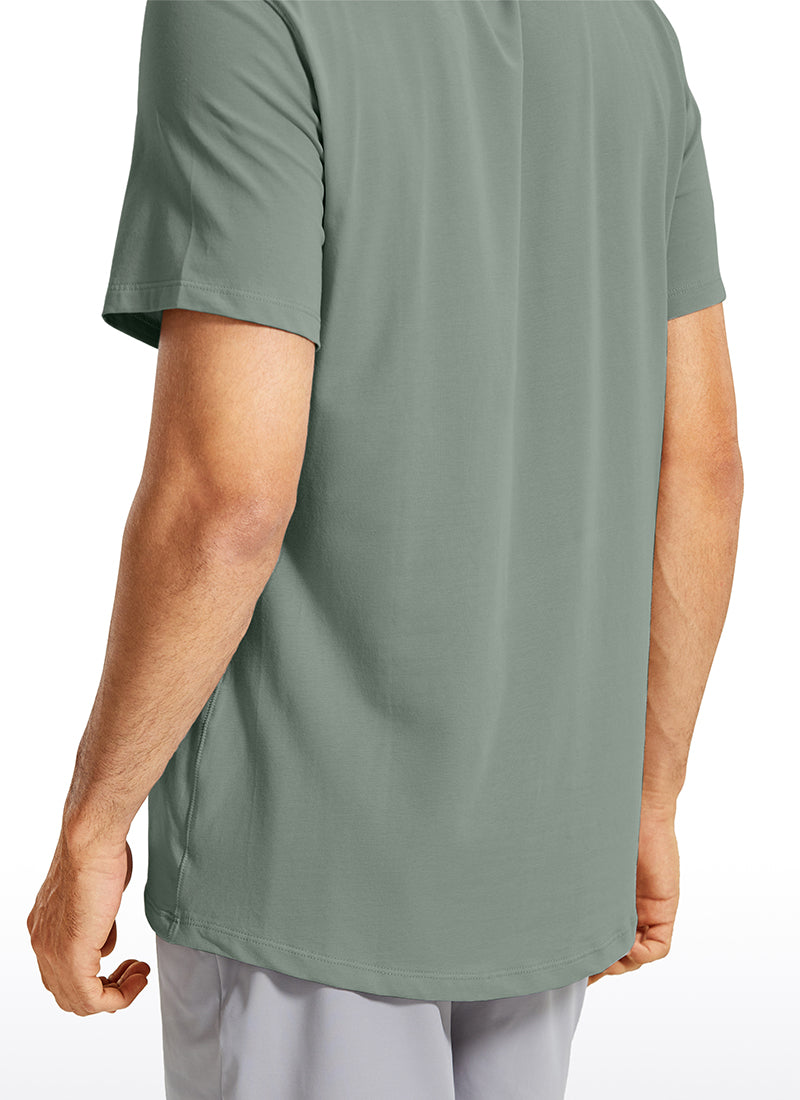 CRZ YOGA Men's Running Classic Fit Shirts Quick Dry Short Sleeves Grey Sage