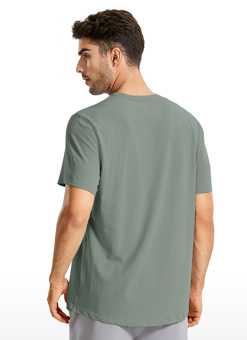 CRZ YOGA Men's Running Classic Fit Shirts Quick Dry Short Sleeves Grey Sage