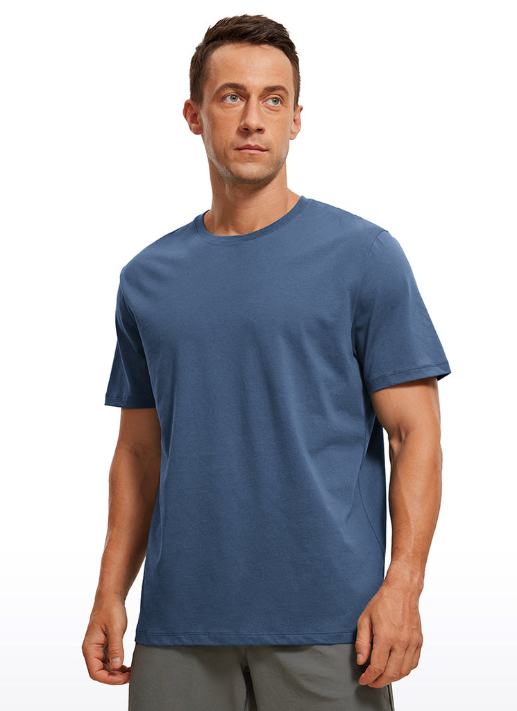 CRZ YOGA Men's Running Classic Fit Shirts Quick Dry Short Sleeves Electric Blue