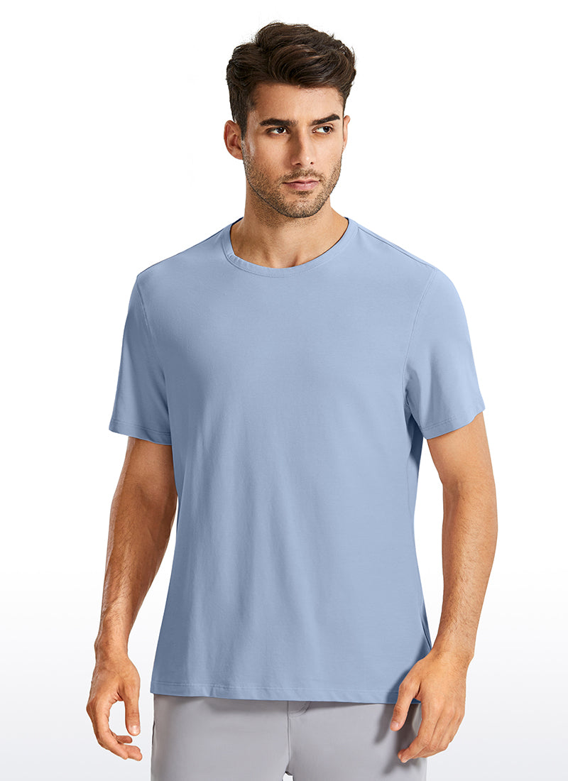 CRZ YOGA Men's Running Classic Fit Shirts Quick Dry Short Sleeves Slate Blue