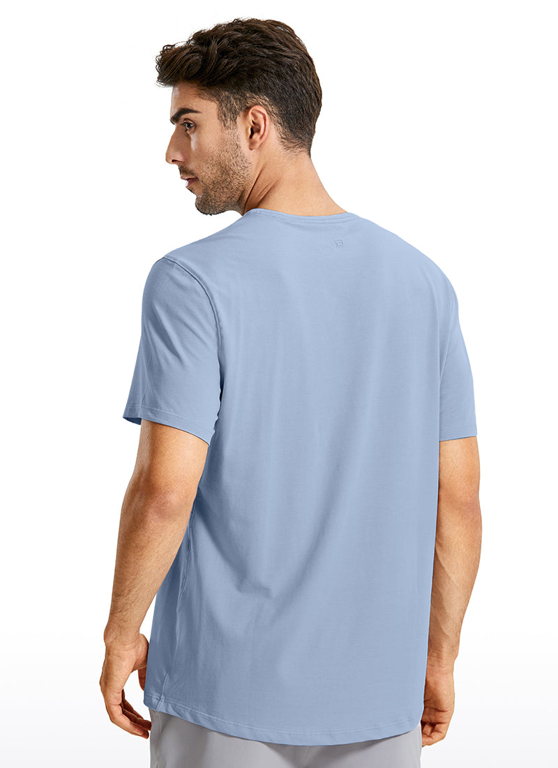 CRZ YOGA Men's Running Classic Fit Shirts Quick Dry Short Sleeves Slate Blue