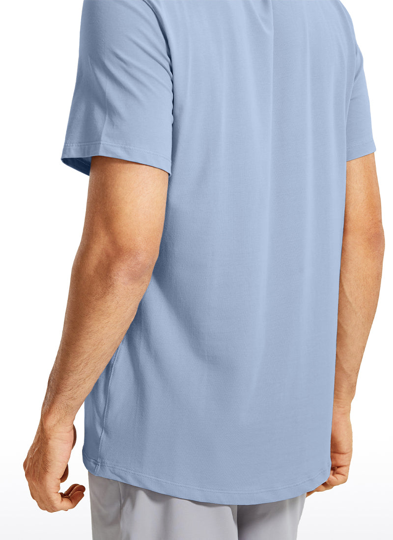 CRZ YOGA Men's Running Classic Fit Shirts Quick Dry Short Sleeves Slate Blue