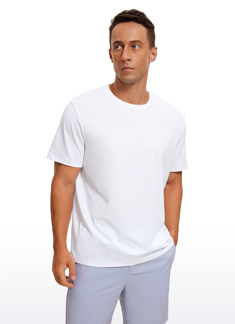 CRZ YOGA Men's Running Classic Fit Shirts Quick Dry Short Sleeves White